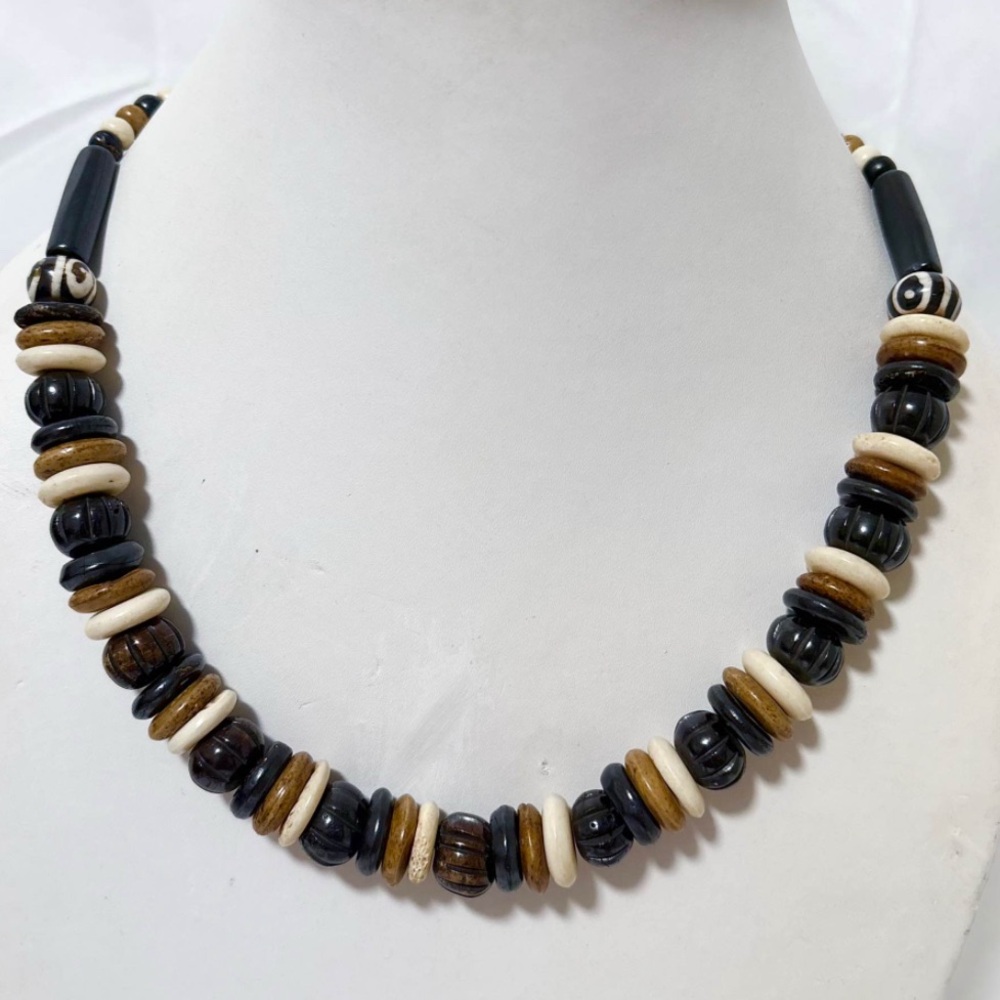 Multicolor Beaded Bone Necklace